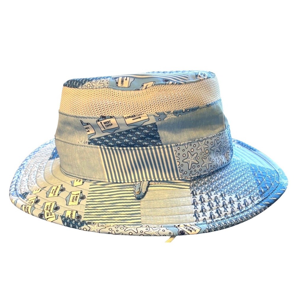 Vineyard Vines Bucket Hat Unisex OS Blue‎ Patchwork Martha's Vineyard Whale Mesh